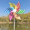 22Cm Six-Leaf Stripes Solid Color Small Plastic Hand-Held Windmills Garden Plant Flower Repellent Windmill Outdoor Decoration