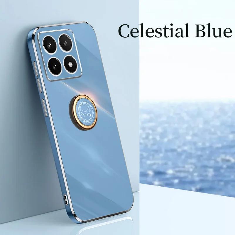 For Xiaomi 15T Pro Case Ring Stand Holder Phone Case For Xiaomi Mi 15 T Plating Bracket Soft Silicone Shockproof Back Cover