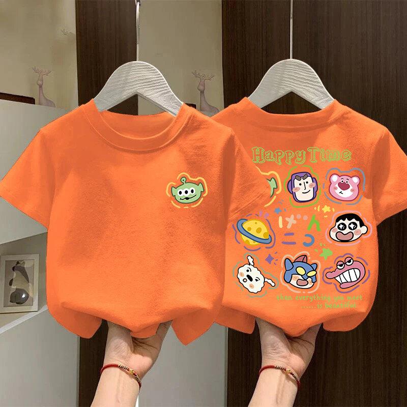 Girl s short sleeved T-shirt with letter pattern printed on it 140