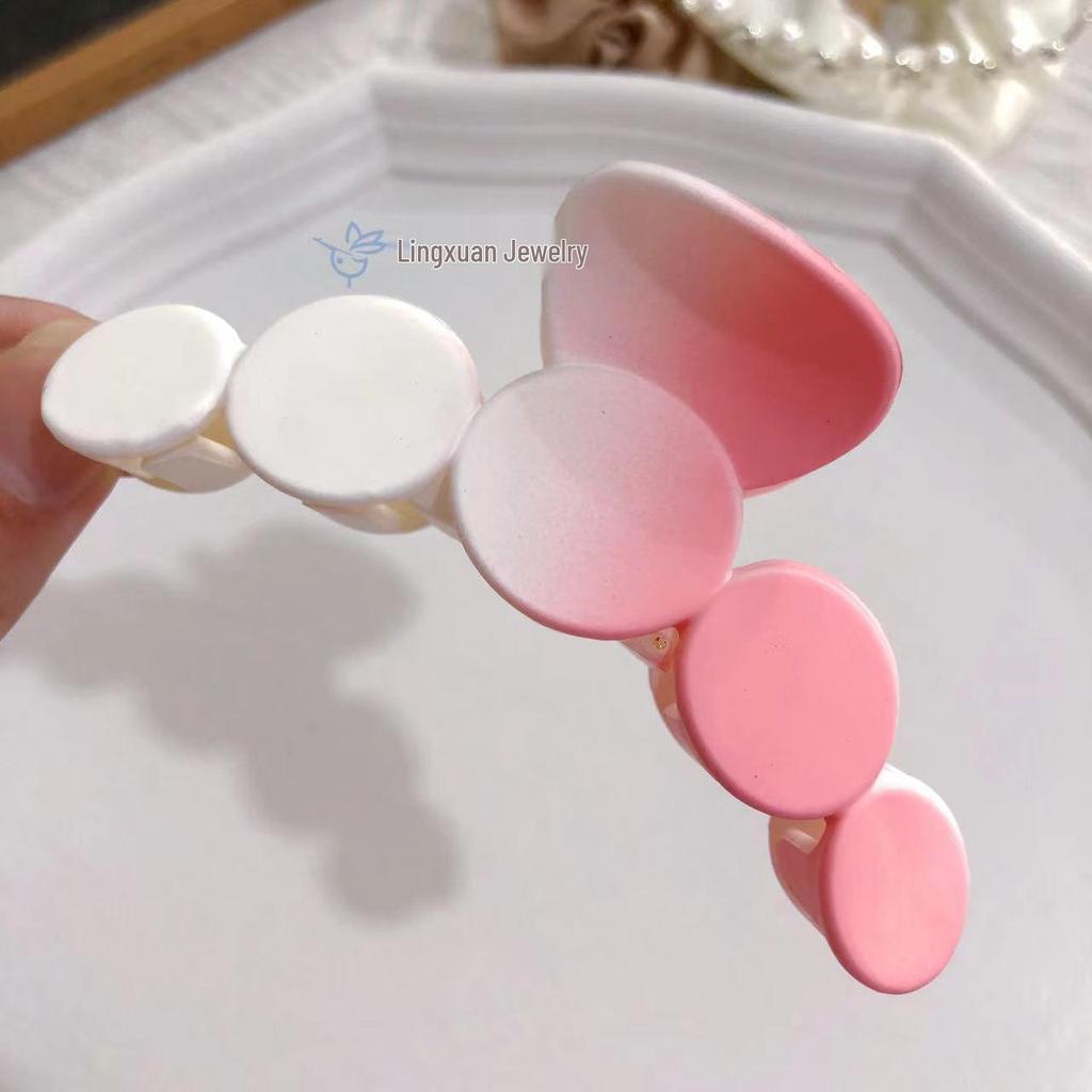 Gradient Pink Hair Clips for Women - 8-Piece Set: Large Claw & Shark Clips, Cross & Square Design