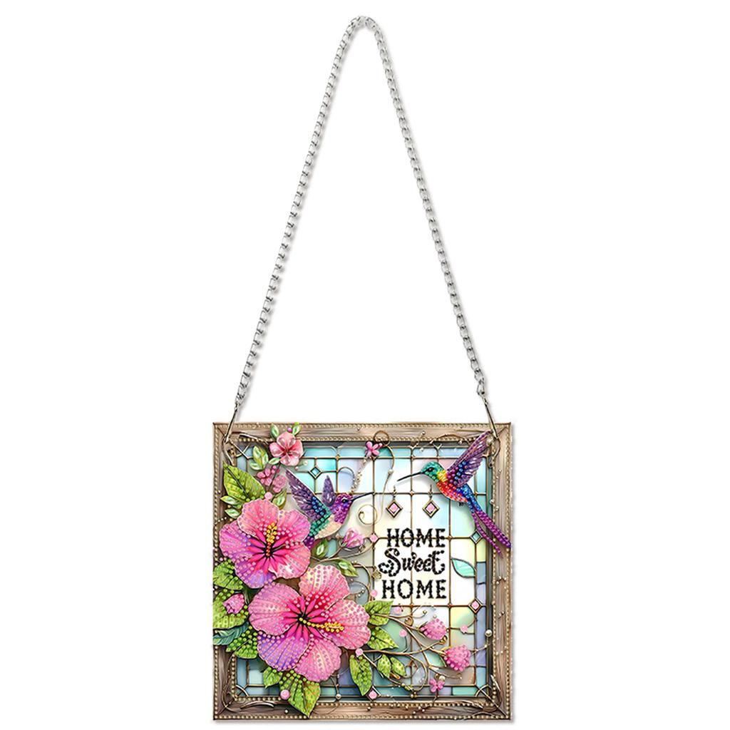 Acrylic 2D Flat DIY Diamond Painting Set Rhinestone Diamond Art Window Pendants Diamond Art Pendant DIY Home Decor Hanging Charm