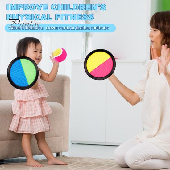 Kids Toss Catch Ball Toy with Adjustable Band Paddle Indoor Outdoor Backyard Parent-children Interactive Sticky Ball Throwing Game Toddlers Boys