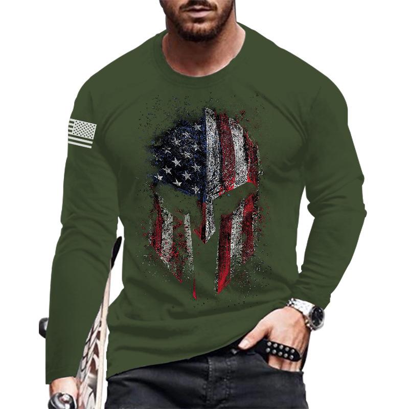 Autumn and Winter T-shirt New Men's Fashion Long Sleeved O-neck 3D Digital Printed Logo Versatile Casual Men's Top