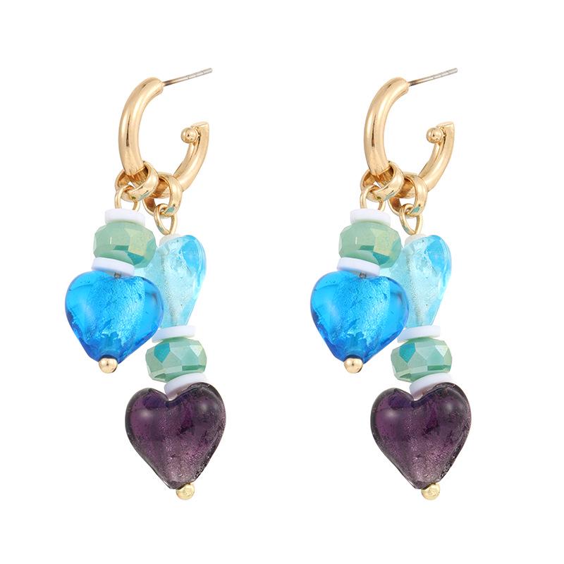 Kenjie Summer Ceramic Geometric Asymmetrical Earrings - Women's Cross-Border Versatile Design