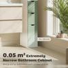 Slim Bathroom Storage Cabinet, Tall Bathroom Floor Cabinet with 2-Tier Shelf and 2 Drawers, White and Light Green