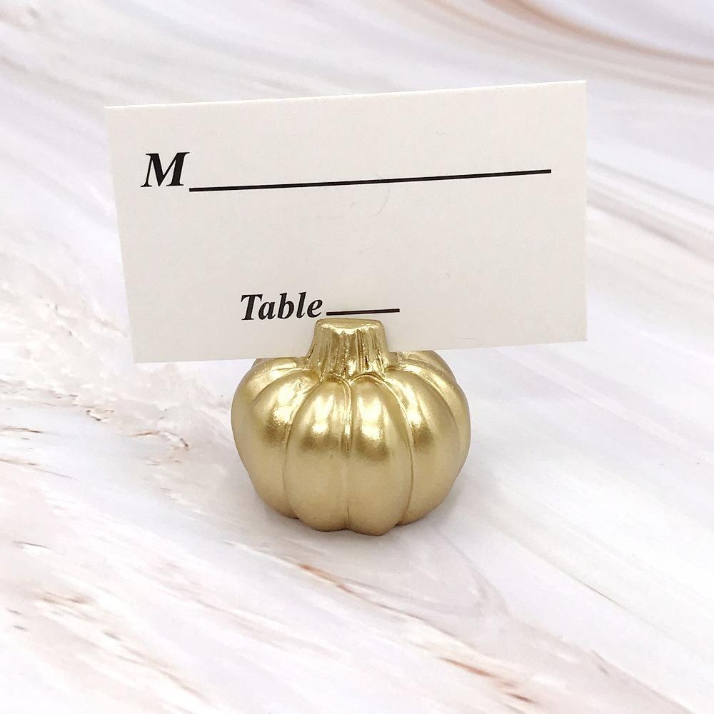 4pcs Portable Pumpkin Card Holders Elegant Pumpkin Sculpture Memo Clip Holder Fall Themed Place Card Holder Adults or Kids