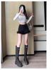 Black Raw Edge High Waist A-Line Slimming Shorts for Women - Autumn/Winter 2024 Fashion