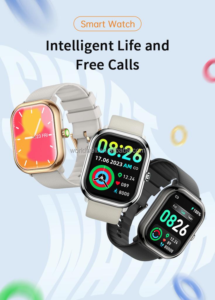 New Design Smart Watch 1.96-inch AMOLED Screen Always-on Display IP68 Waterproof Fashion Watches Fitness Smartwatch