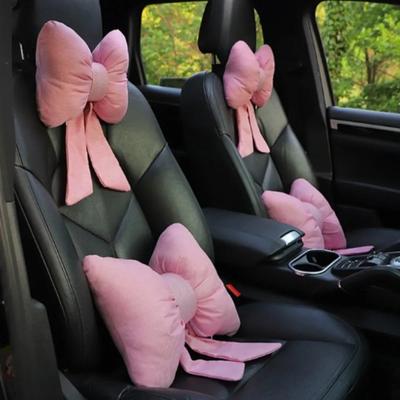 Car Neck Pillow Cute Interior Pink Bowknot Head Pillow Universal  Anti-fatigue Car Headrest Neck Cushion Pillows Car Accessories