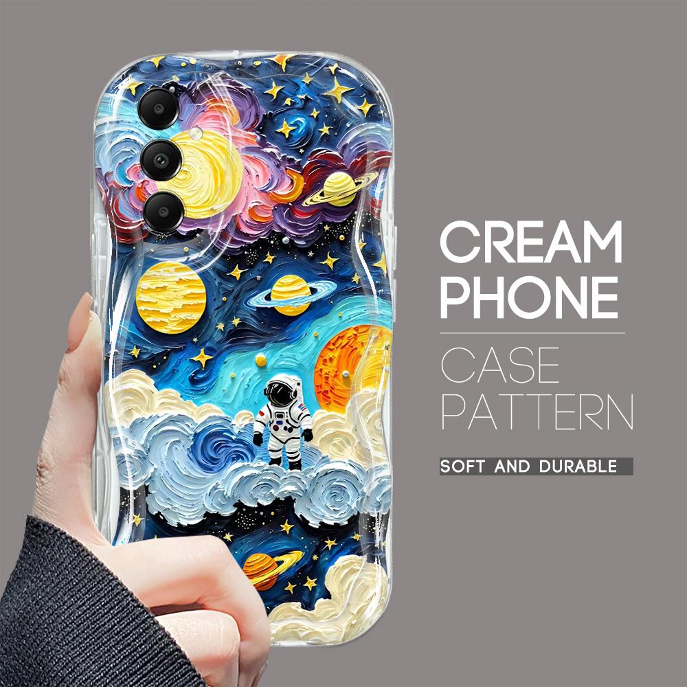 Cute Cartoon Pattern Cream Texture Casing Wavy Edge Soft Silicone Cover Phone Case for Samsung