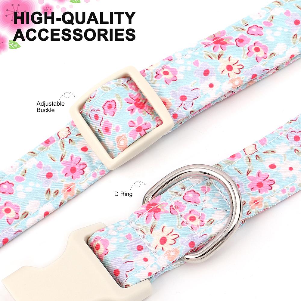 Fashion Nylon Dog Collar Spring Flower Dog Collars Cute Pet Puppy Cat Necklace Small Medium Large Big Dogs Collar S M L Pink
