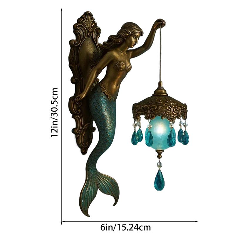 Mermaid Wall Lamp,Vintage Base Design Night Light, Vintage Style Bedroom Hotel Restaurant Decorative Wall Lamp