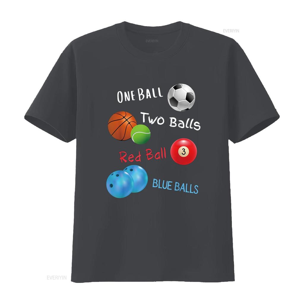 One ball two balls red blue funny sports tee T Shirt vintage Washed Breathable Top For Everyday Wear graphic Unisex streetwear