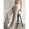 European and American Gyaru Contrast Color Tube Top Vest Wide Leg Pants Set Women Tight and Wide Leg Pants Set