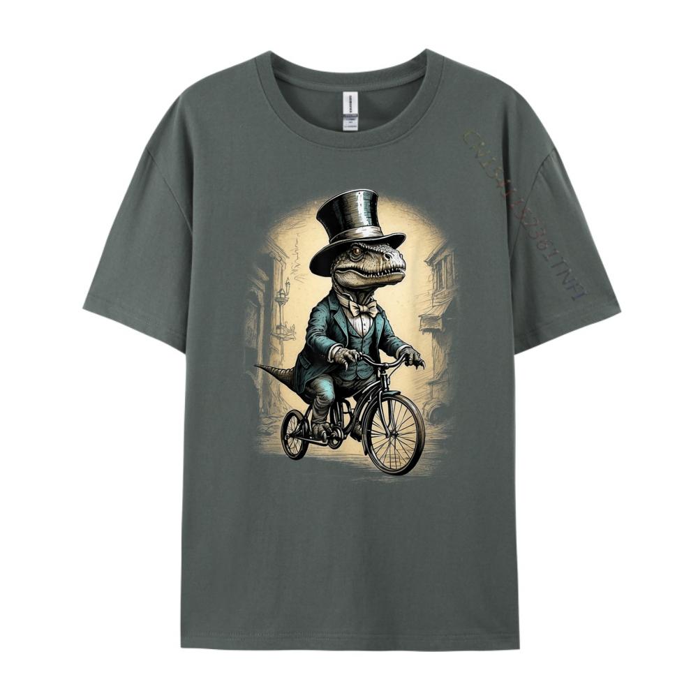 Vintage Dinosaur Trex Riding Bike Funny Dino Lover Sports T Shirt Men Men Long Sleeve Tee Mothers Day