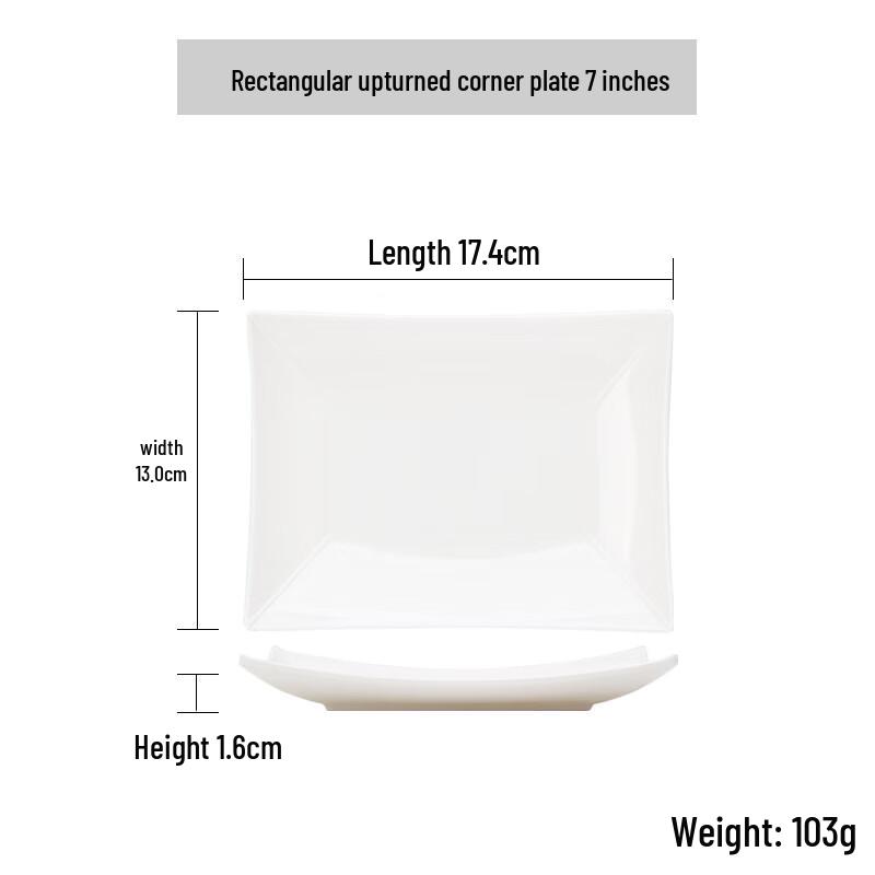Qianxing White Melamine Rectangular Angled Edge Plate