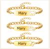 Gold Plated Customzied ID Bracelet Baby Gift, Personalized Figaro Chain Name Bracelets For Kids Newborn Toddler Child Girl Boy