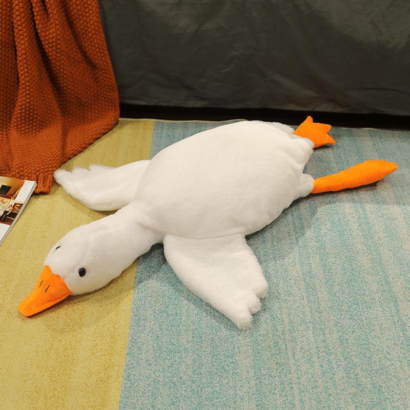 Big White Goose Throw Pillow Plush Toy Doll Lying Down Duck Doll Girl Bed Sleeping Pinch Legs Long Pillow Rag Doll