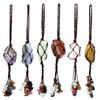 Temu Hand-Woven Natural Crystal Rough Stone Fringed Pendant Car Rearview Mirror Pendant Bag Decoration G12