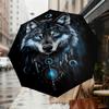 1 Stück Sternennacht Wolf Traumfänger Regenschirm, Outdoor Reiseaccessoire, Leicht & Langlebig, Perfektes Festivalgeschenk m1216005
