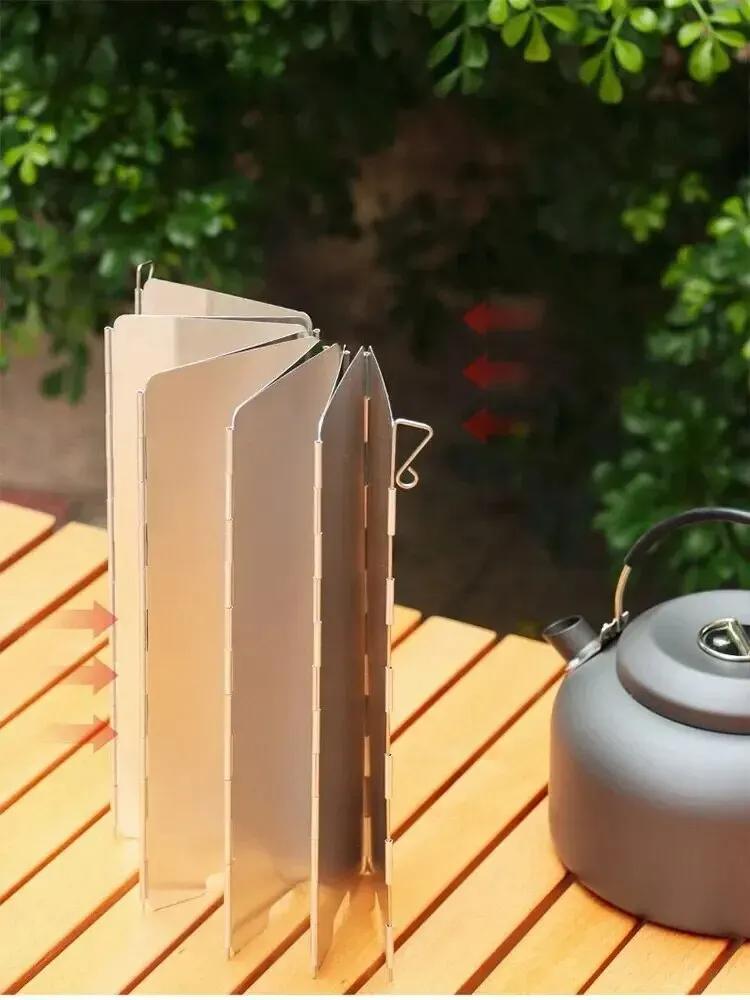 Outdoor Gas Stove Windshield Thickened Folding Cassette Stove Windshield (8pcs)