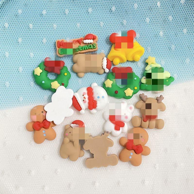 Creamy Adhesive Diy Christmas Snowman Wreath Resin Accessories For Phone Cases And Hair Accessories