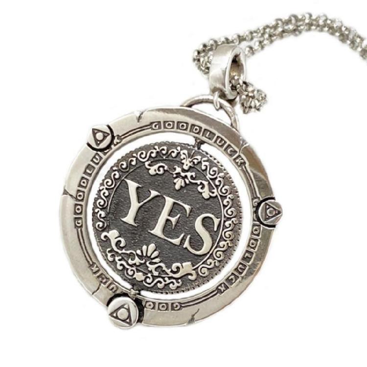 

Cool Rotating Decision Coin Pendant Necklace Vintage Adjustable Clavicle Chain Accessory For Daily Use 1