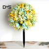 Artificial Flower Ball with Spike Realistic Faux Roses Weatherproof Artificial Rose Blooms Ball Garden Decor for Indoor Outdoor Use