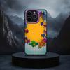 Autism Support Puzzle Pattern Phone Case For iPhone17,16,15,14,13,12,11 Plus,Pro Max Black Candy Silver Phone Case