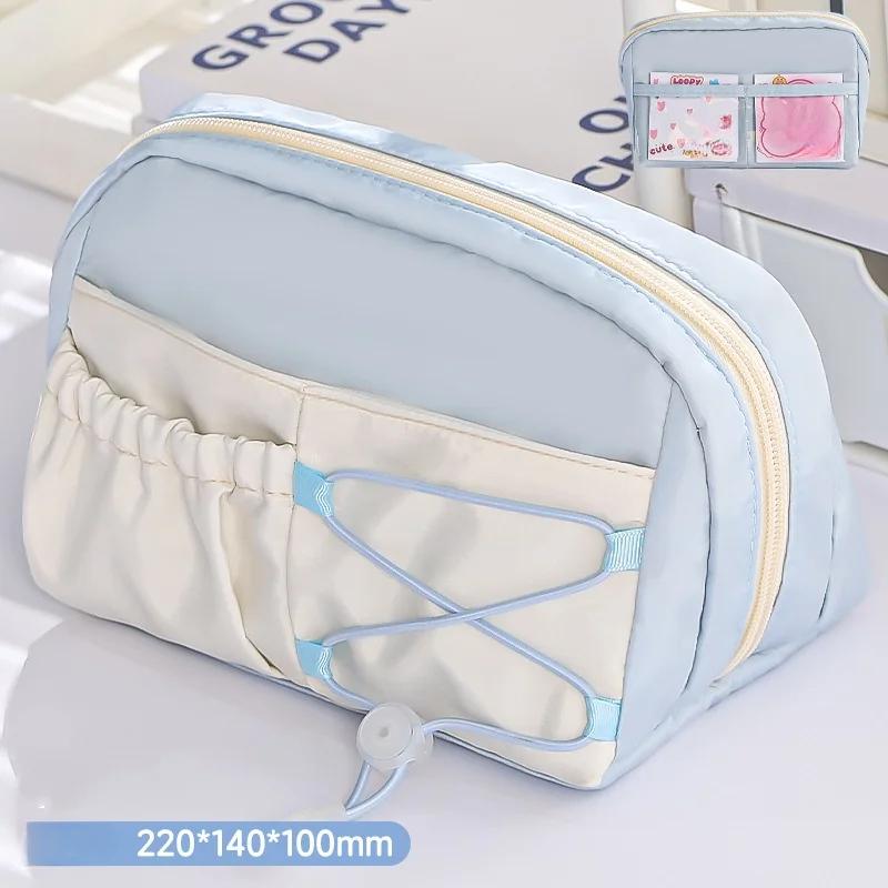 

1 шт. Модный пенал для студента Простота Однотонный Сладкий пенал Большая вместимость Сумка для хранения канцелярских принадлежностей синий