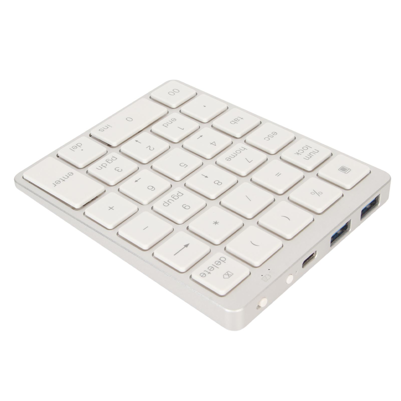 

Цифровая клавиатура Mini USB перезаряжаемая проводная 28 клавиш тонкая портативная алюминиевый сплав серебристо-белая серебро белый
