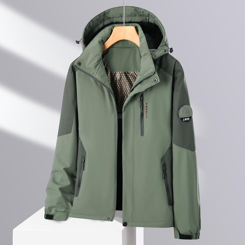 

Осенне-зимняя утолщенная съемная куртка с капюшоном, ветрозащитная, водонепроницаемая, из норкового бархата и графена, мужская уличная теплая куртка с хлопковой подкладкой 6XL зелёный