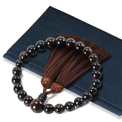 Prayer Beads Kyoto Crafts Supervised by Funeral Prayer Beads for Includes Manners Book for Striped Black Polished Bead Bag Navy [Traditional