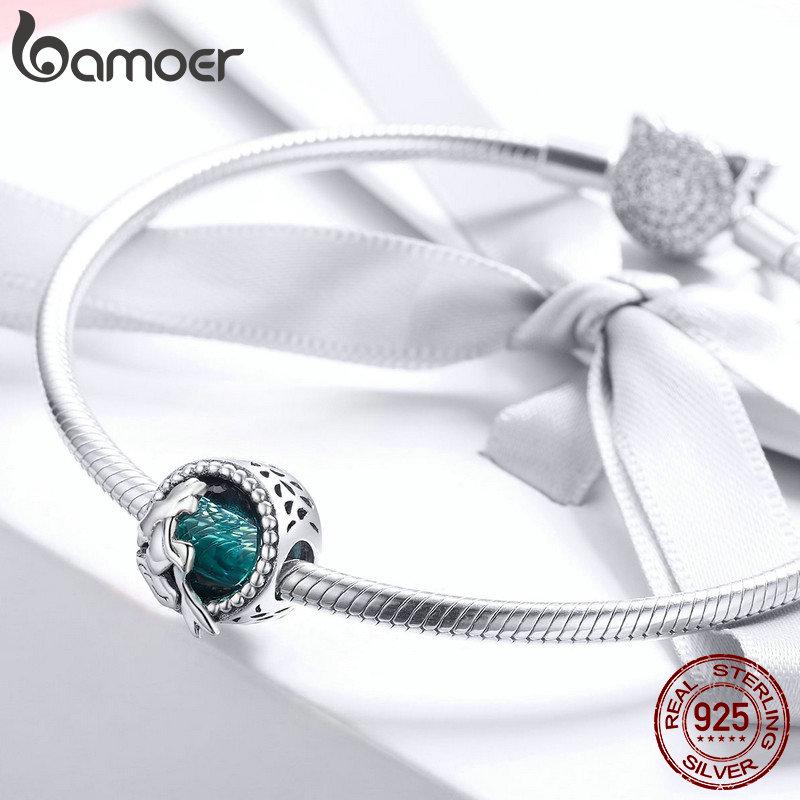 BAMOER Heißer Verkauf 925 Sterling Silber Meerjungfrau Fehlende Runde Charms Perlen fit Frauen Armbänder