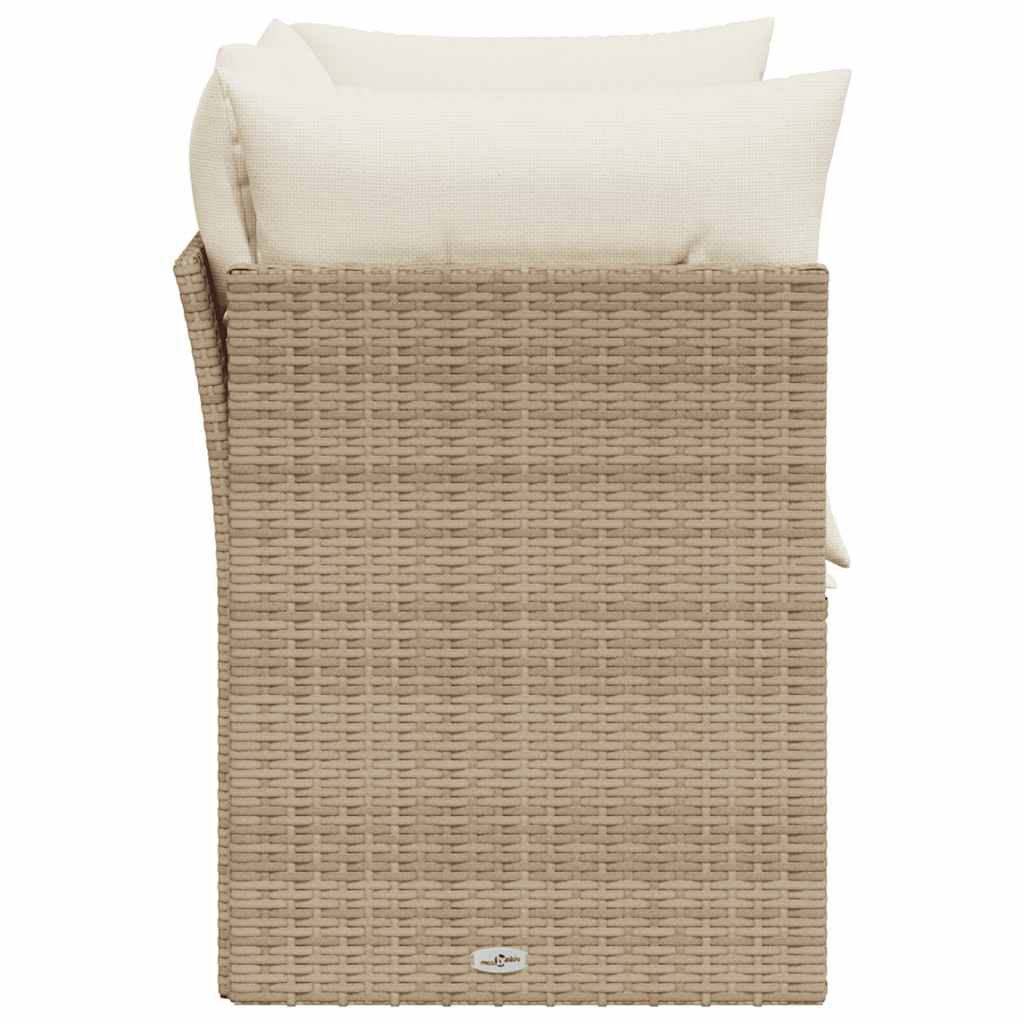 Vidaxl Garden Sofa With Cushions, 2-Seater, Beige, Poly Rattan