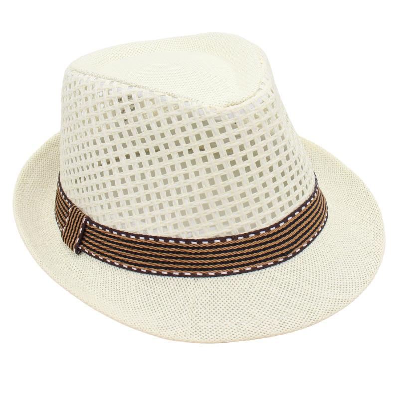 Spring And Summer Gentleman Straw Hat Breathable Cool Hat Short Brim Sun Hat Old-Fashioned Jazz Hat Men'S And Women'S Hollow Top Hat Purely Handmade