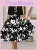 European Style Women Long Skirt Twopiece Set With Floral Print And Vneck For Casual Wear