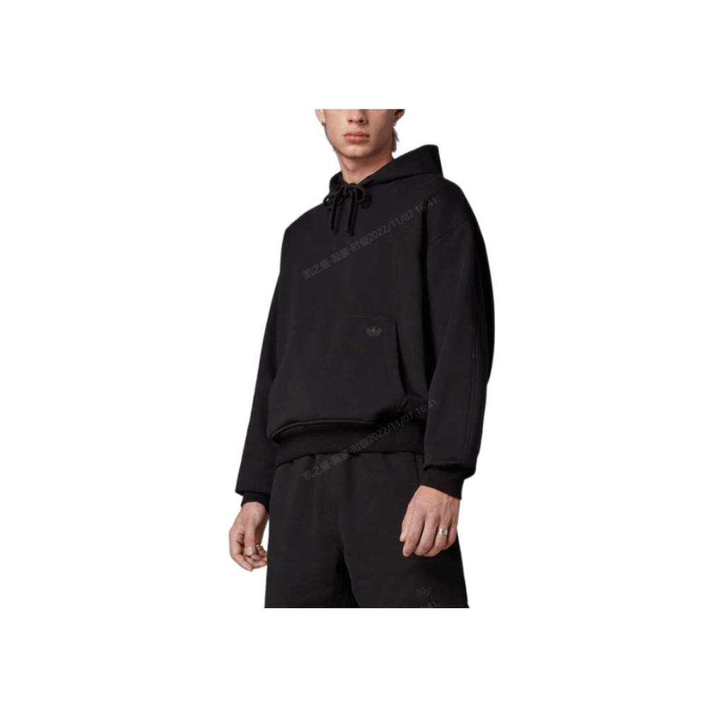 adidas Originals Trefoil Blue Version Series Solid Hoodie Men Tops Black HD4823