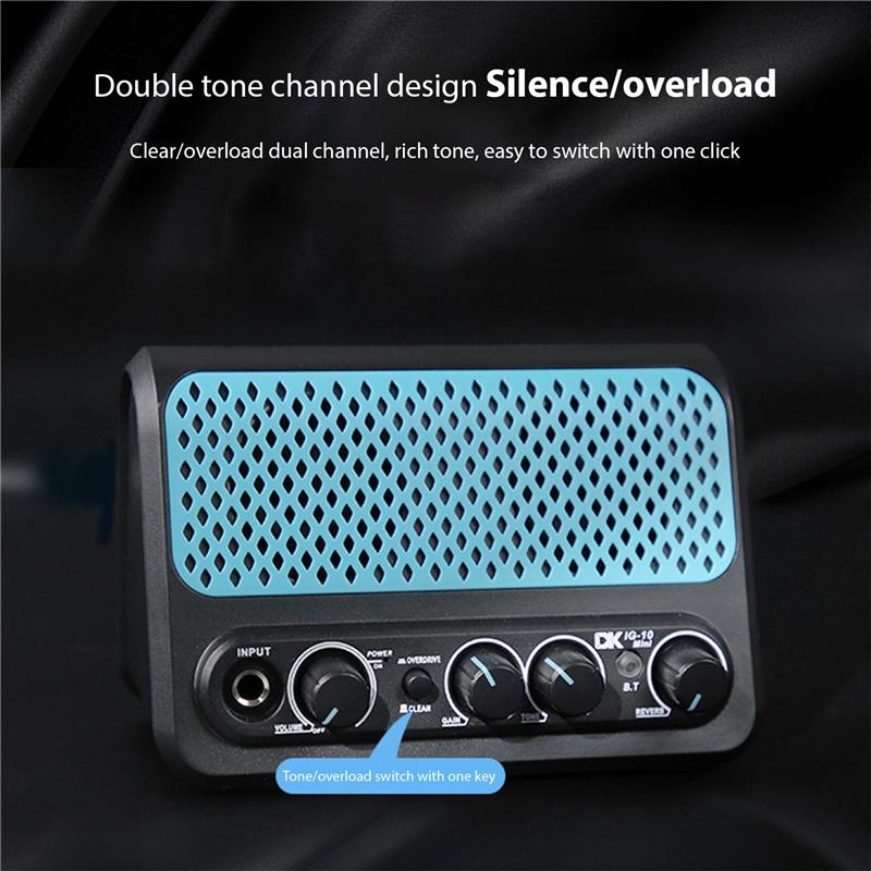 DK 10W Electric Guitar Amplifier Dual Channel Clean/Overdrive and Reverb Effects Bluetooth/Headphone Connectivity Plug and Play