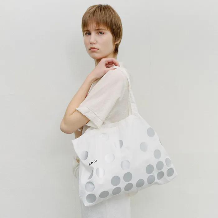 SILVER DOT ECO BAG - WHITE