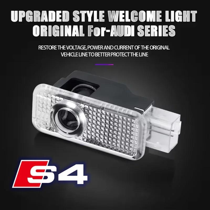 For Audi 2pcs Car HD Projector Lamp LED Door Welcome Light Sline Quattro RS S4 S5 S6 S7 S8 A3 A4 A5 A6 A7 A8 Q7 RS5 RS6 RS7