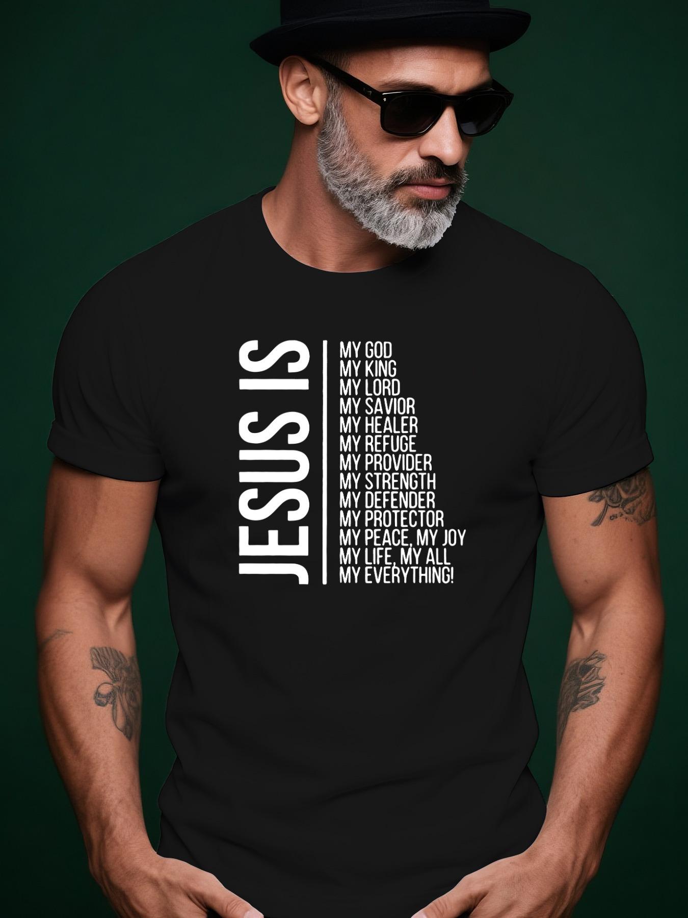 JESUS Slogan Trendy Streetwear Summer Casual Crew Neck Sh... XXXXL