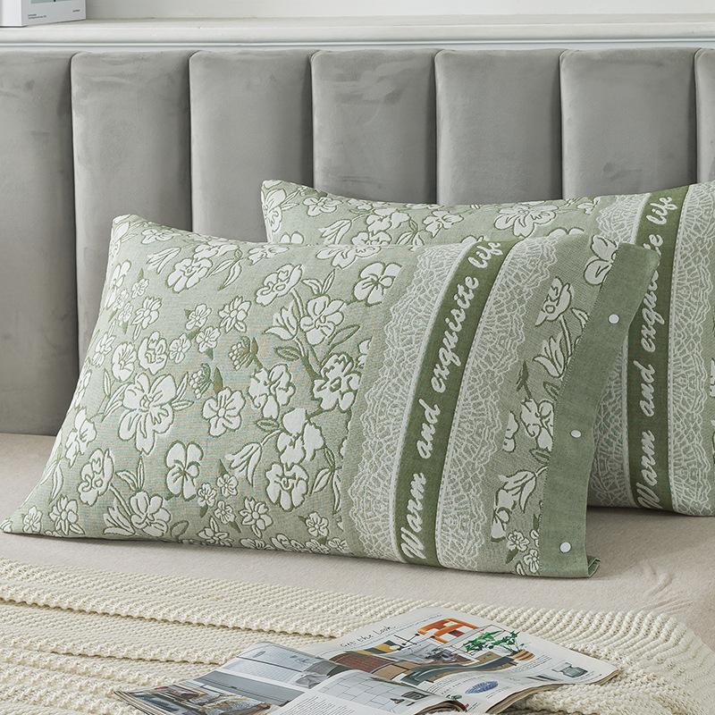 1 PC 100% Cotton Pillowcase Set with Side Snaps, Non-Slip Jacquard Pillow Covers for Standard & Memory Foam Pillows - 50x75cm