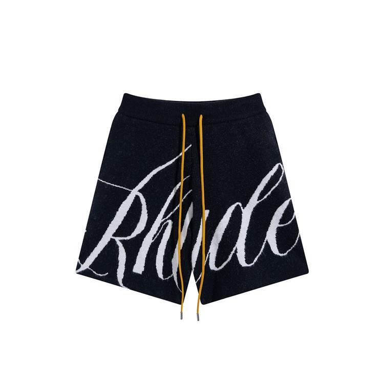 Brand di tendenza RHUDE logo a lettere maglia jacquard lana pantaloncini casual da uomo e donna pantaloni a cinque punti high street