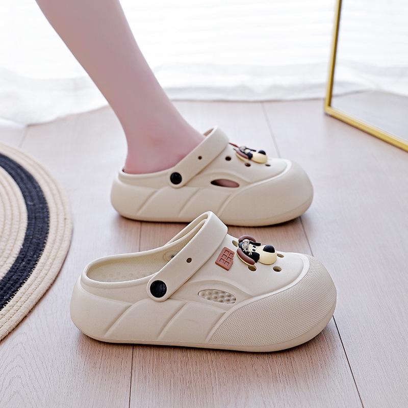 

2025 new spot thick-soled hole shoes, summer outer wear heightening, non-slip and wear-resistant cool half-pack slippers women 1603-5 40