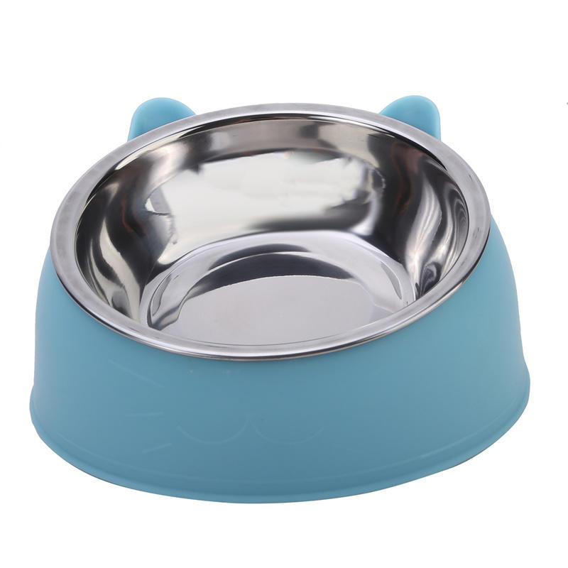 Eco-Friendly 1PcStainless Steel Cat Bowl, 15° Inclined Pet Food Dish with Non-Slip Base, Anti-Choke Feeder for Cats/Kittens/Dogs