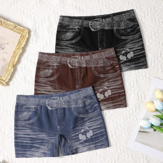 Imitation Denim Shorts for Women High Waisted Skinny Fake Jean Shorts Stretch Boyshort Panties Ladies Boxer Briefs