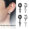 2pcs Men Women Cross Dangle Hoop Earrings Stainless Steel Ear Piercing Punk Jewellery