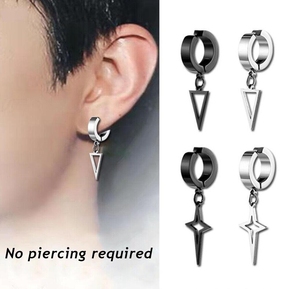 Boucles d'oreilles créoles en forme de croix pour hommes et femmes, 2 pièces, Piercing d'oreille en acier inoxydable, bijoux Punk