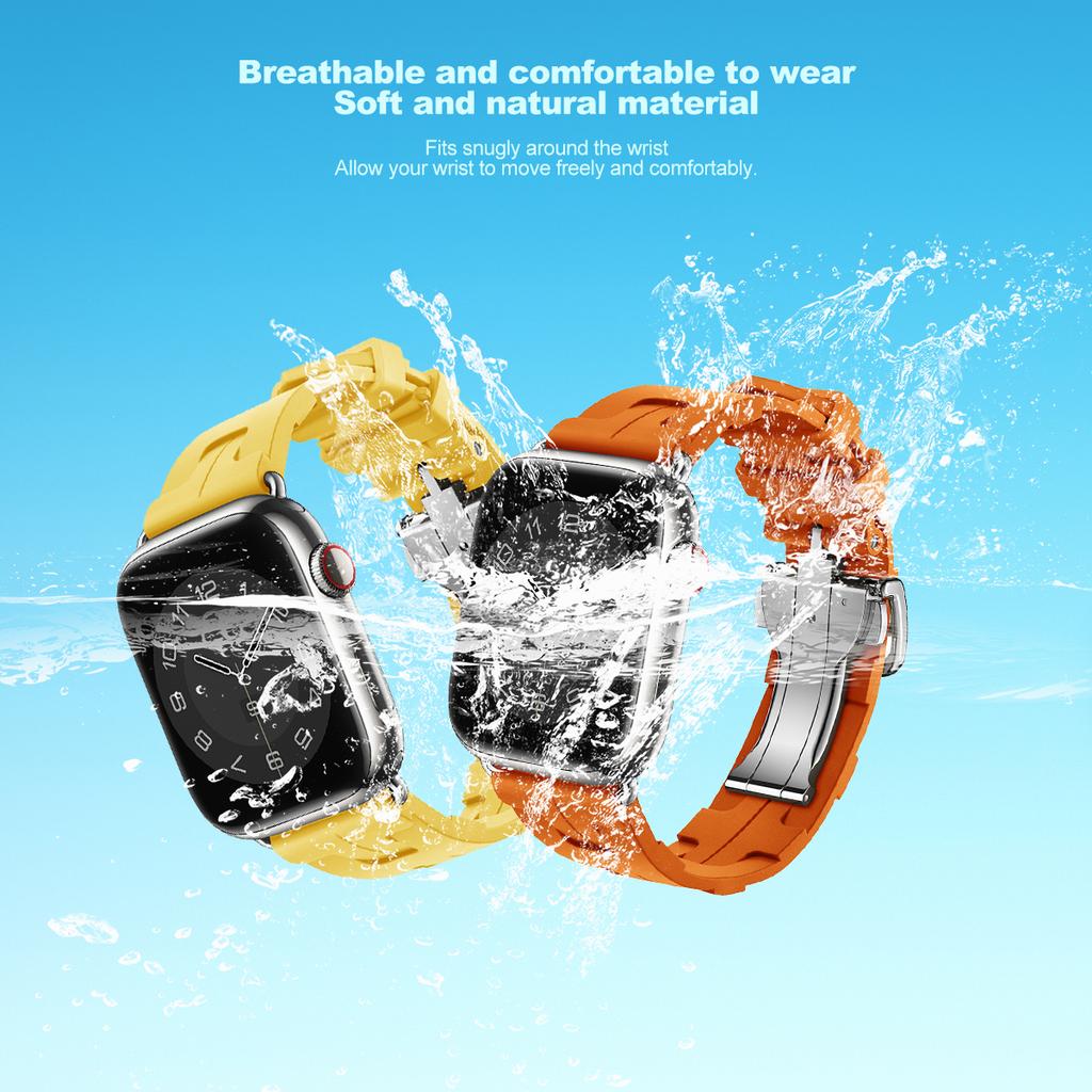 Original Soft Rubber Strap for Apple Watch Band 49mm 45mm 41mm 44mm 42mm 38mm Metal Buckle Bracelet for IWatch